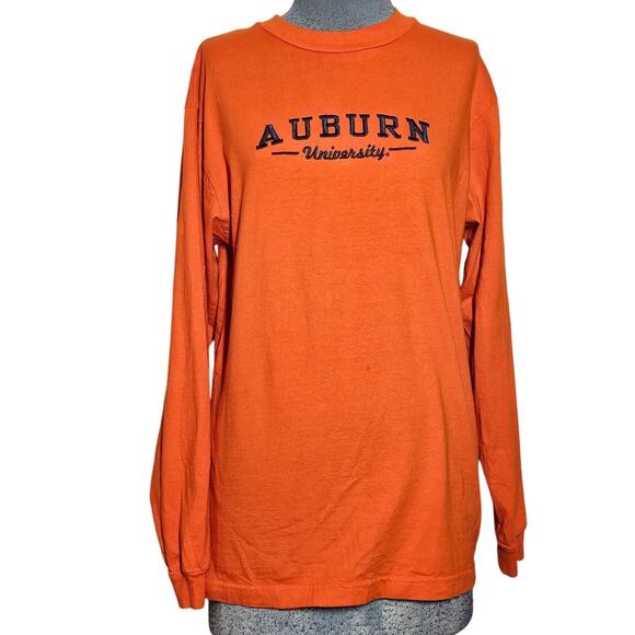Auburn University Orange Cotton Long Sleeve Tee Size Medium - Picture 1 of 3